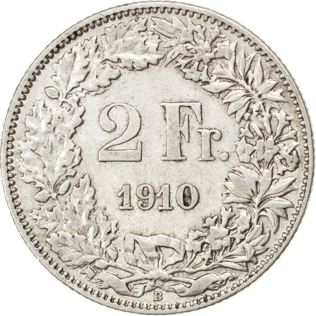 SWITZERLAND, 2 Francs, 1910, Bern, KM #21, EF(40-45), Silver, 27.4, 9.96
