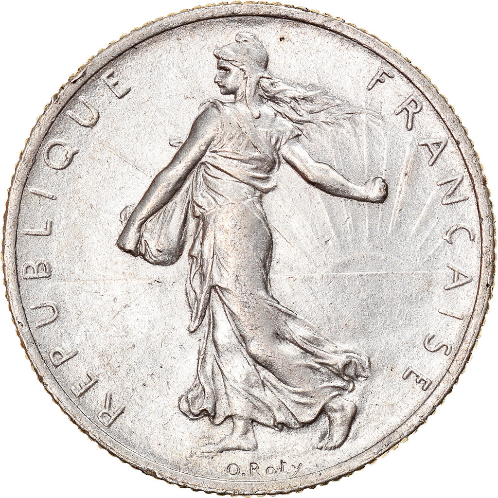 Moeda, França, Semeuse, 2 Francs, 1914, Castelsarrasin, MS(60-62), Prata