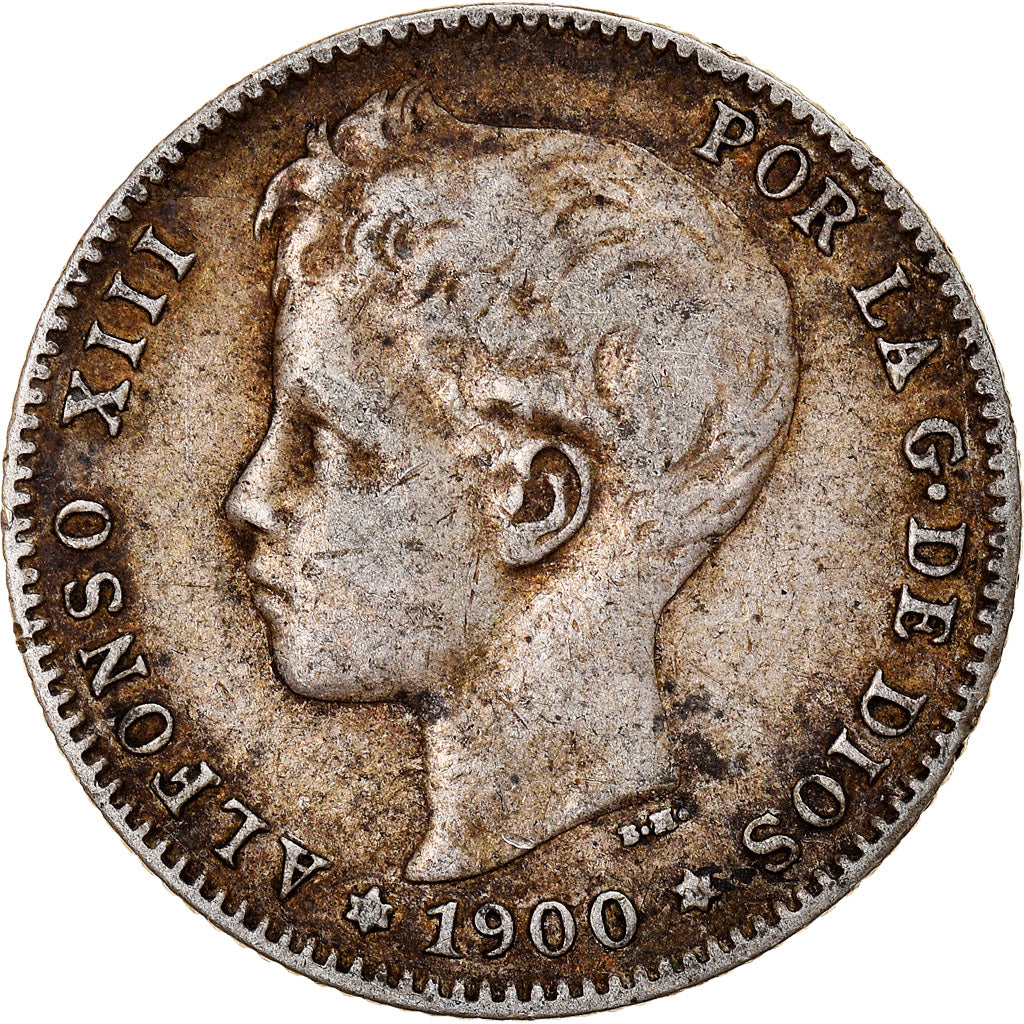 Coin, Spain, Alfonso XIII, Peseta, 1900, Madrid, EF(40-45), Silver, KM:706