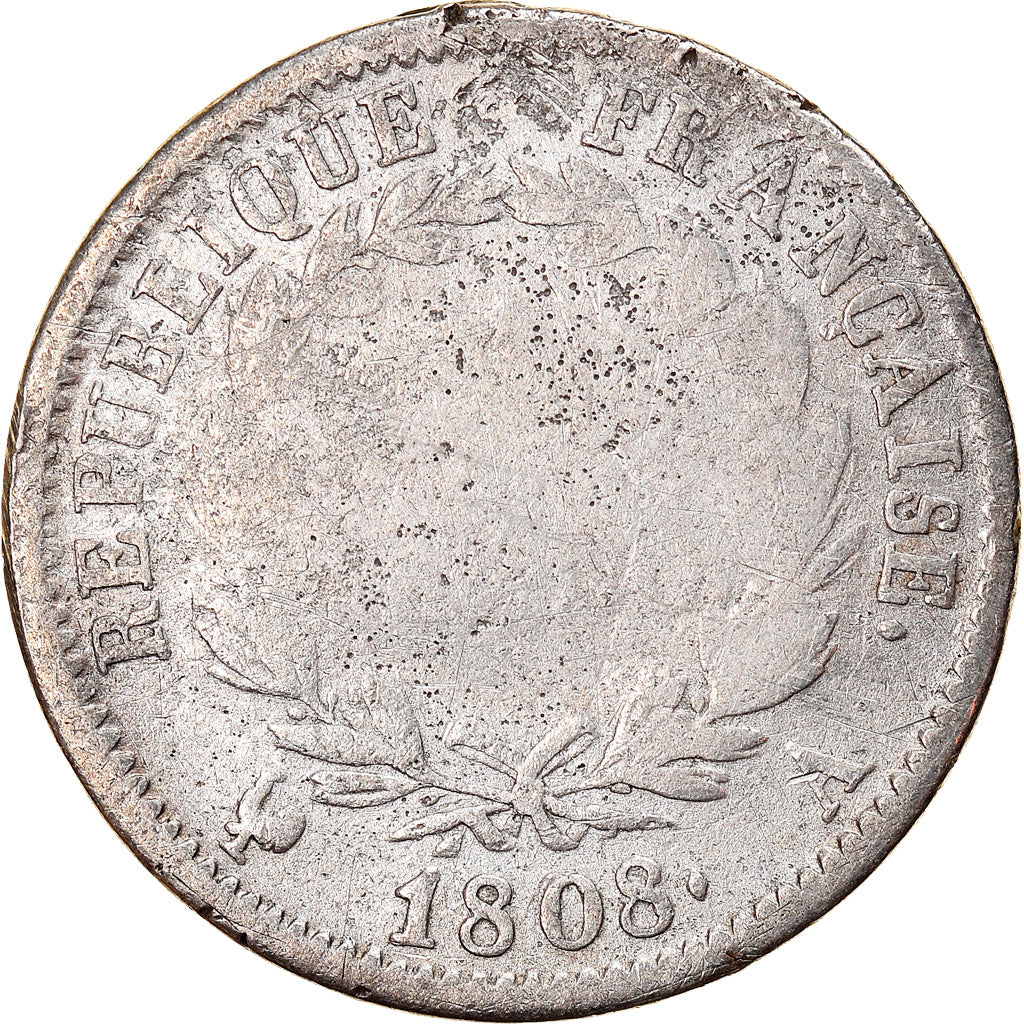 Moneda, Francia, Napoléon I, Franc, 1808, Paris, BC, Plata, KM:682.1