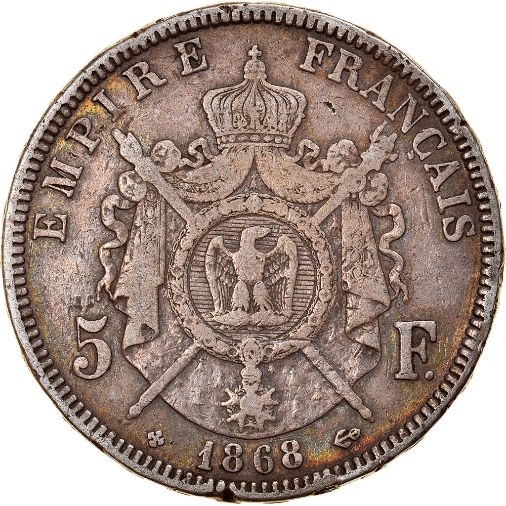 Coin, France, Napoléon III, 5 Francs, 1868, Strasbourg, VF(30-35), Silver