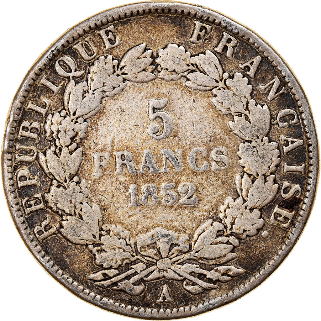 Münze, Frankreich, Napoléon III, 5 Francs, 1852, Paris, S, Silber, KM:773.1