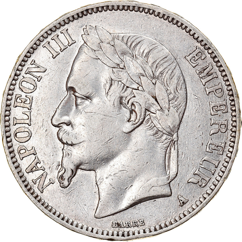 Moneta, Francia, Napoleon III, Napoléon III, 5 Francs, 1867, Paris, BB