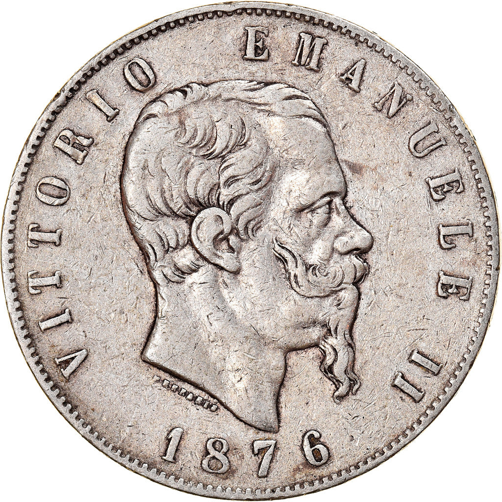 Moneta, Italia, Vittorio Emanuele II, 5 Lire, 1876, Rome, MB+, Argento, KM:8.4