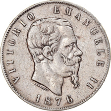 Moneta, Italia, Vittorio Emanuele II, 5 Lire, 1876, Rome, MB+, Argento, KM:8.4