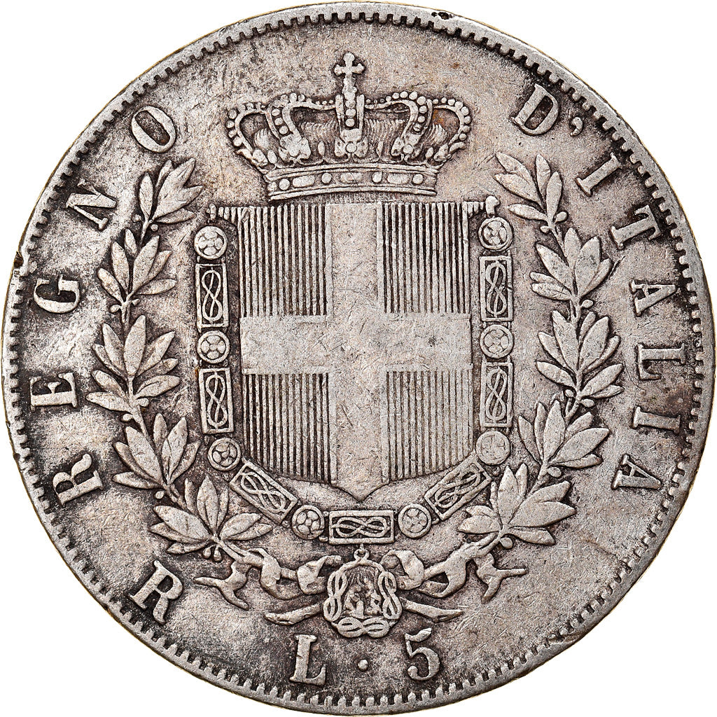 Moneta, Italia, Vittorio Emanuele II, 5 Lire, 1876, Rome, MB+, Argento, KM:8.4