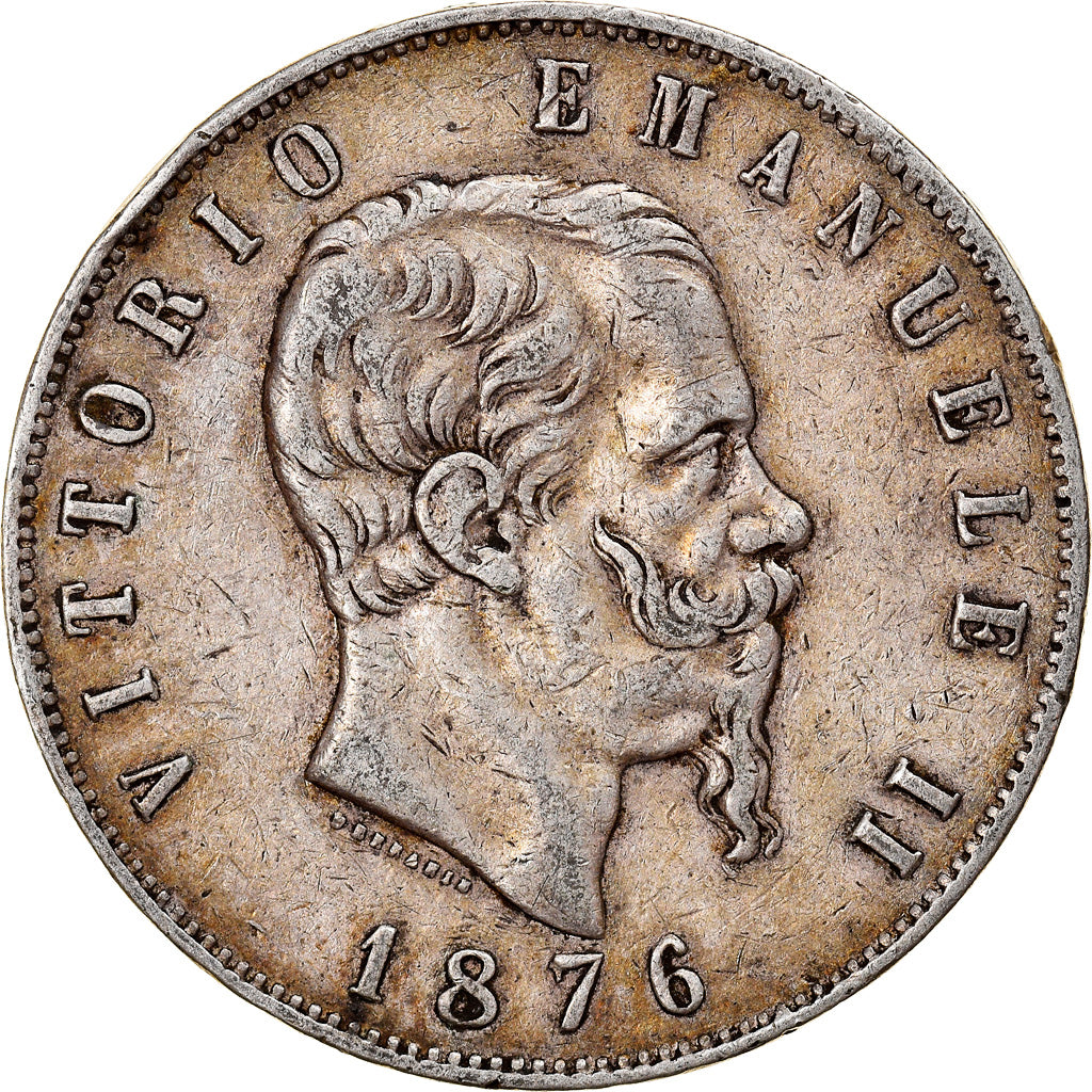 Moneta, Italia, Vittorio Emanuele II, 5 Lire, 1876, Rome, MB+, Argento, KM:8.4