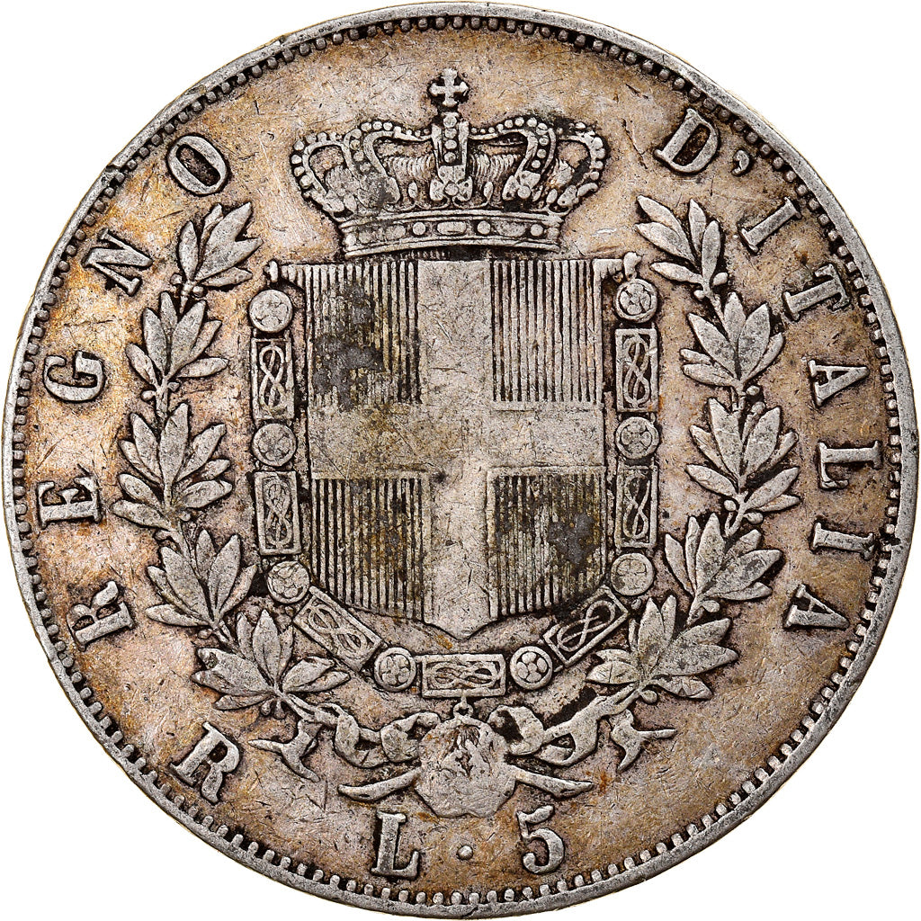 Moneta, Italia, Vittorio Emanuele II, 5 Lire, 1876, Rome, MB+, Argento, KM:8.4