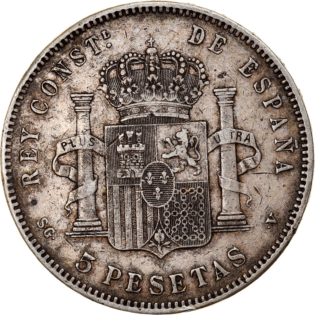 Coin, Spain, Alfonso XIII, 5 Pesetas, 1897, Madrid, VF(30-35), Silver, KM:707