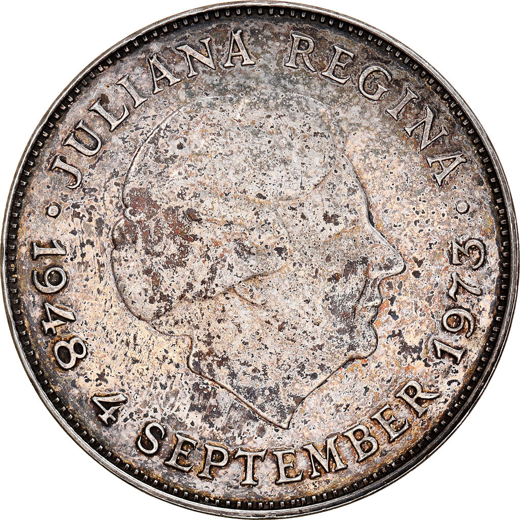 Münze, Niederlande, Juliana, 10 Gulden, 1973, VZ, Silber, KM:196