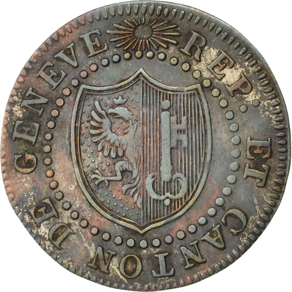 CANTONI SVIZZERI, GENEVA, Sol, 1817, BB+, Biglione, KM:116