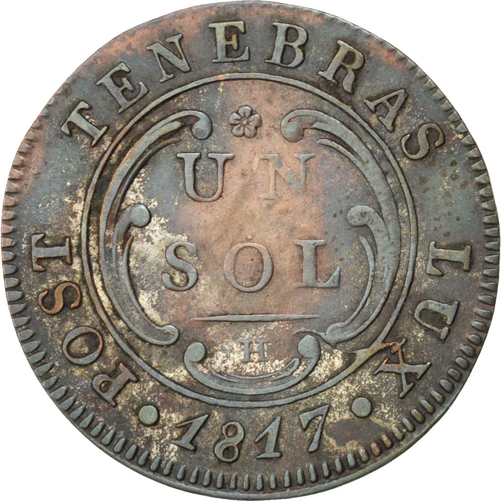 CANTONI SVIZZERI, GENEVA, Sol, 1817, BB+, Biglione, KM:116