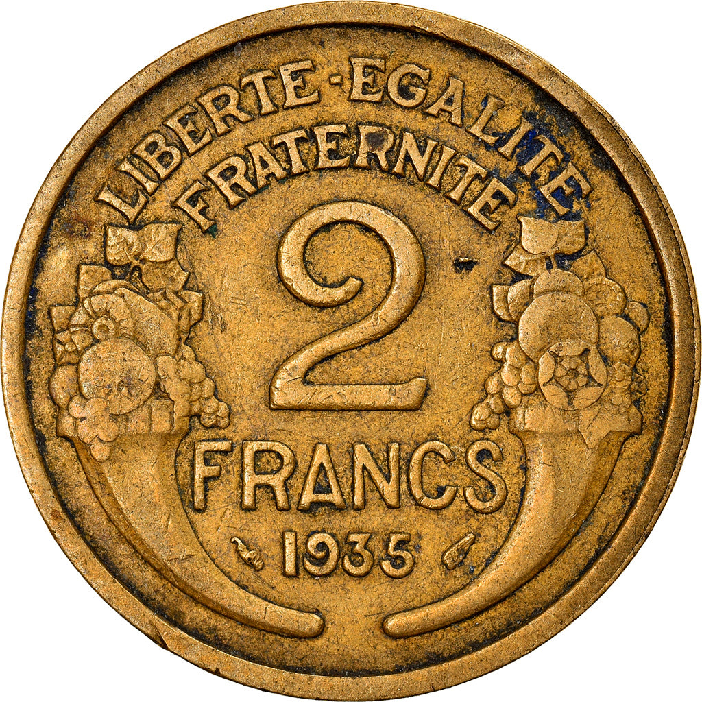 Moeda, França, Morlon, 2 Francs, 1935, EF(40-45), Alumínio-Bronze, KM:886