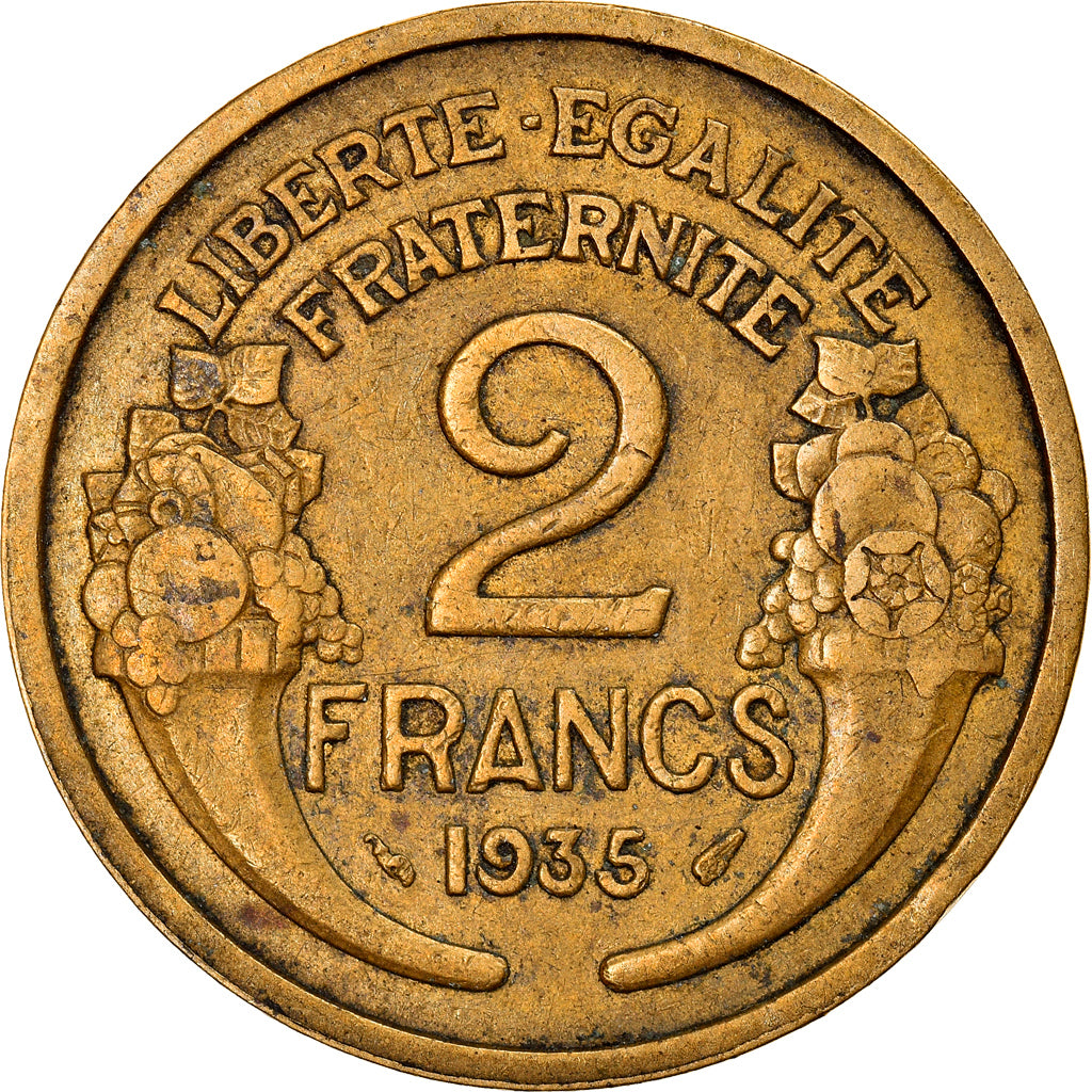 Munten, Frankrijk, Morlon, 2 Francs, 1935, ZF, Aluminum-Bronze, KM:886
