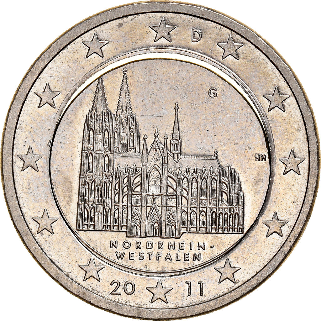 Allemagne, 2 Euro, 2011, Karlsruhe, error with 1€ core, SPL, Cupro-nickel