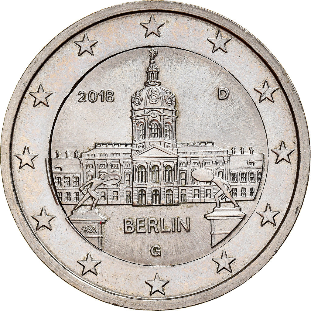 Allemagne, 2 Euro, 2018, Karlsruhe, error with 1€ core, SPL+, Cupro-nickel