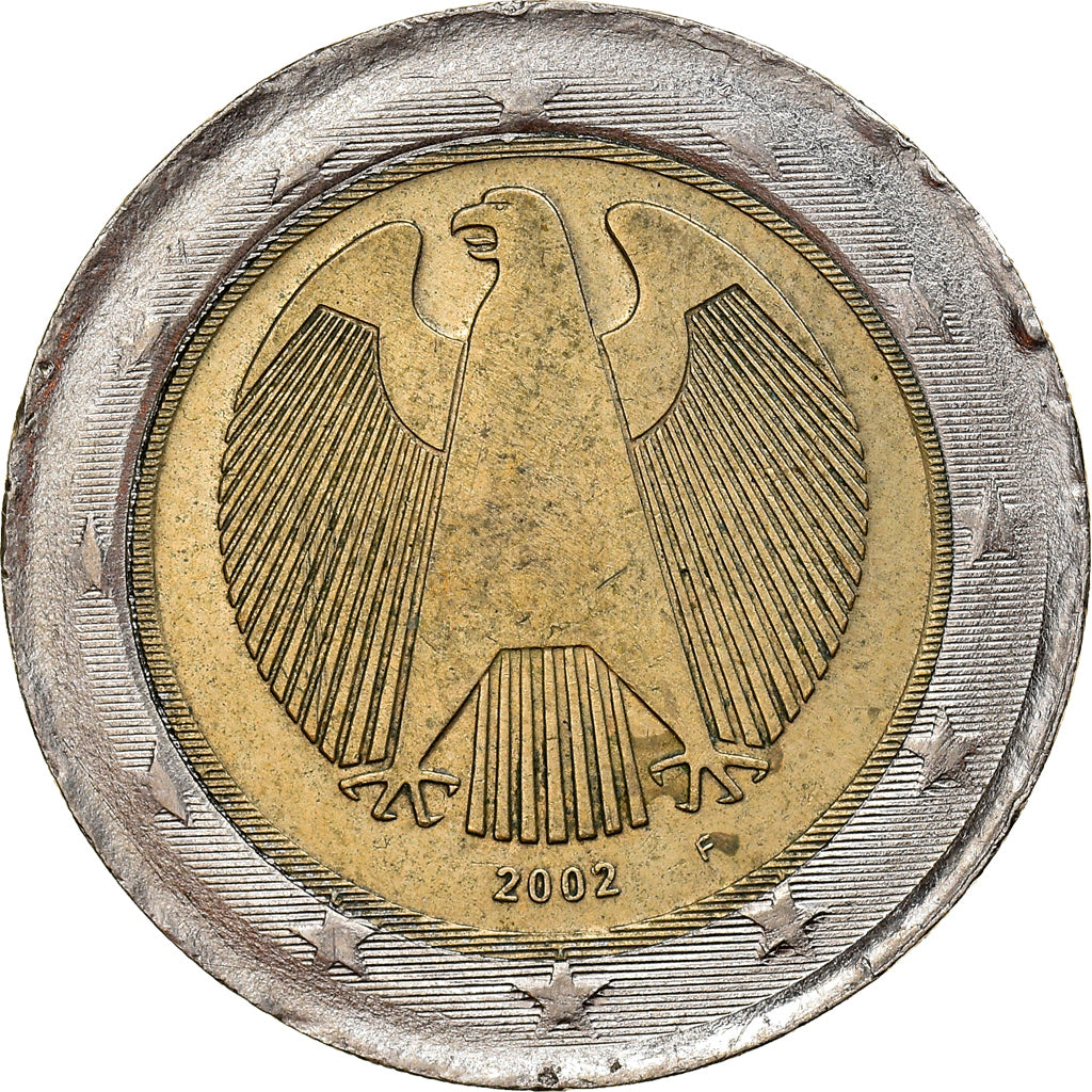 Alemanha, 2 Euro, 2002, Stuttgart, error wrong ring, AU(55-58), Cobre-níquel