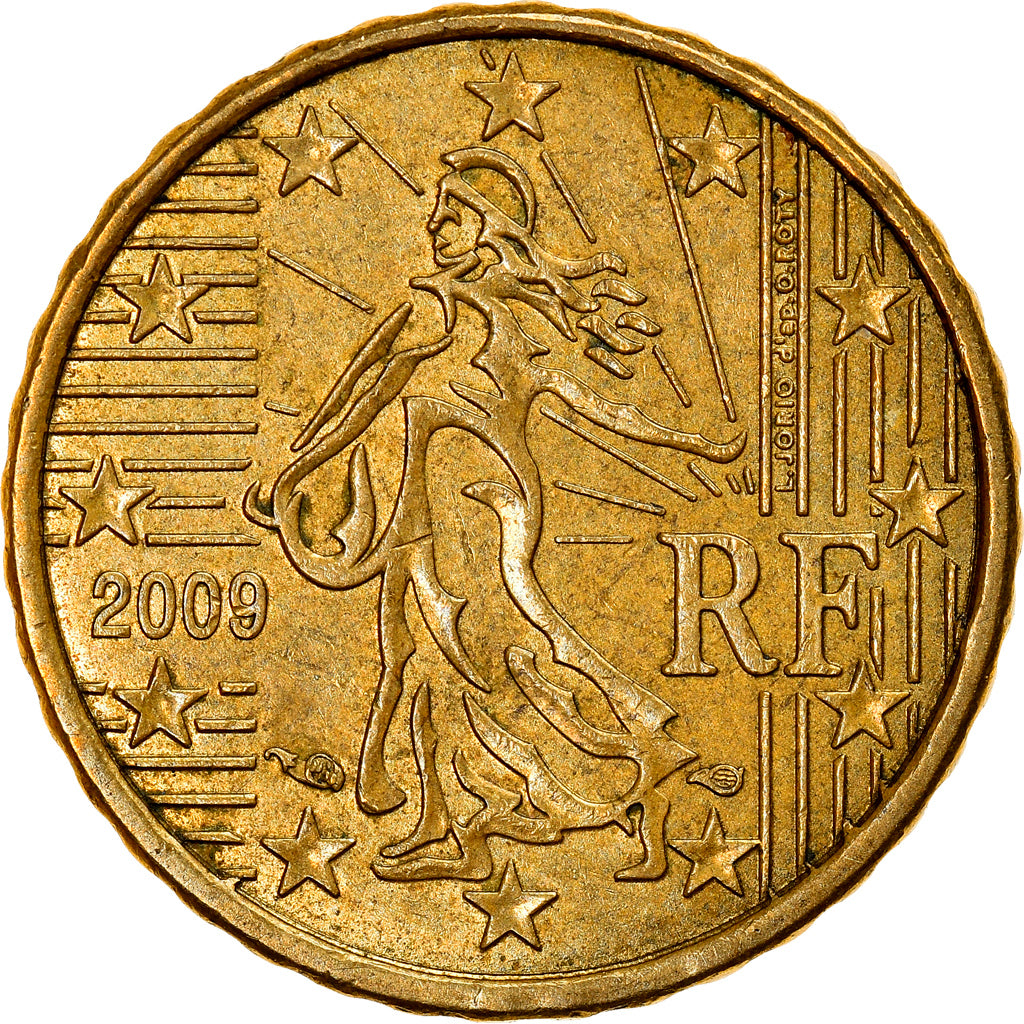 Francia, 10 Euro Cent, 2009, Pessac, Error Coin Alignment, SPL-, Ottone