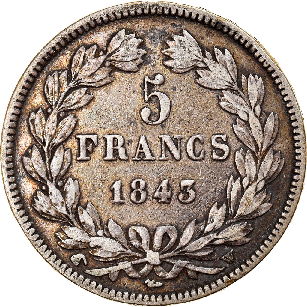 Coin, France, Louis-Philippe, 5 Francs, 1843, Lille, VF(30-35), Silver