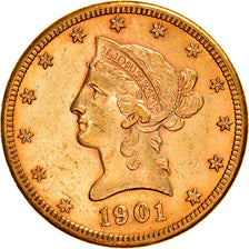 Moneda, Estados Unidos, Coronet Head, $10, Eagle, 1901, Philadelphia, MBC+, Oro