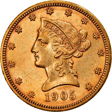 Coin, United States, Coronet Head, $10, Eagle, 1905, U.S. Mint, Philadelphia