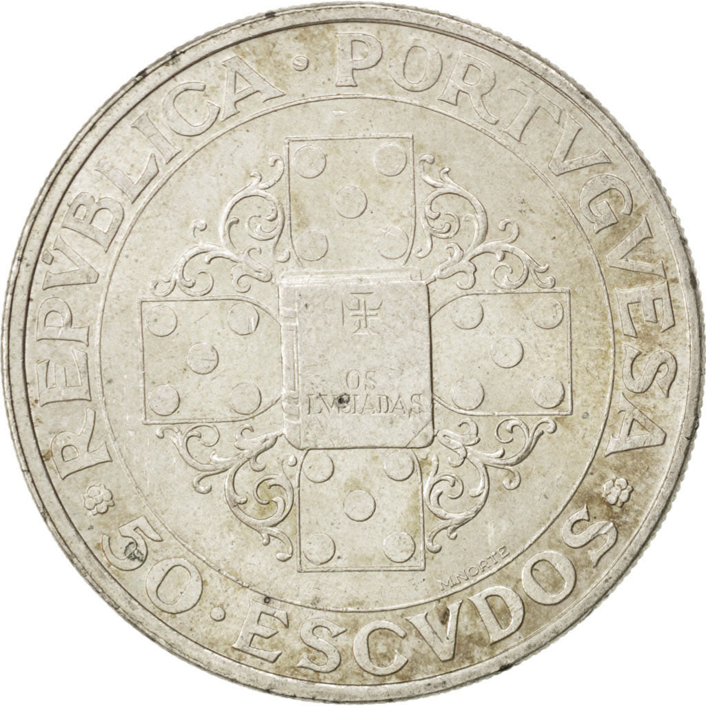 PORTUGAL, 50 Escudos, 1972, KM #602, EF(40-45), Silver, 34.5, 18.05