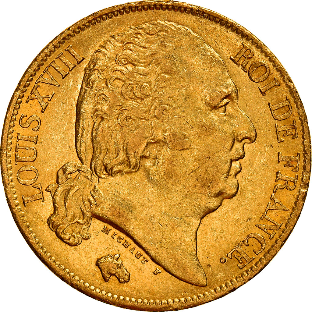 Munten, Frankrijk, Louis XVIII, Louis XVIII, 20 Francs, 1818, Paris, ZF+, Goud