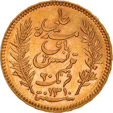 Moeda, Tunísia, Ali Bey, 20 Francs, 1892 / AH 1310, Paris, AU(50-53), Dourado