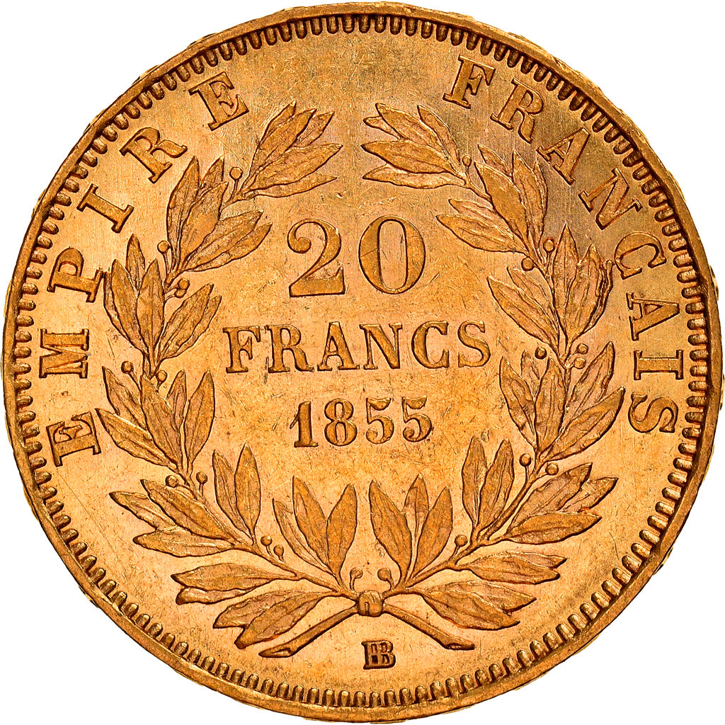 Coin, France, Napoleon III, Napoléon III, 20 Francs, 1855, Strasbourg