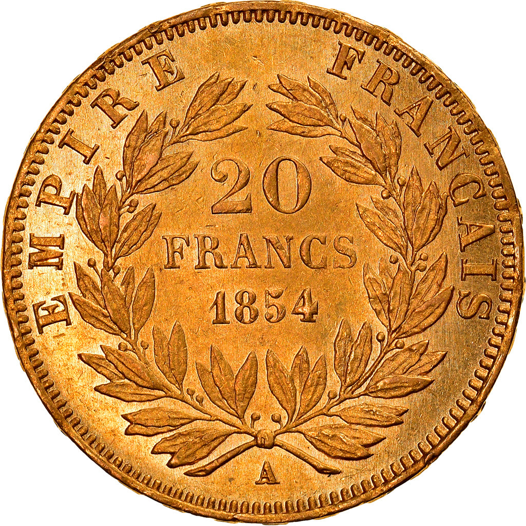 Coin, France, Napoleon III, Napoléon III, 20 Francs, 1854, Paris, AU(55-58)