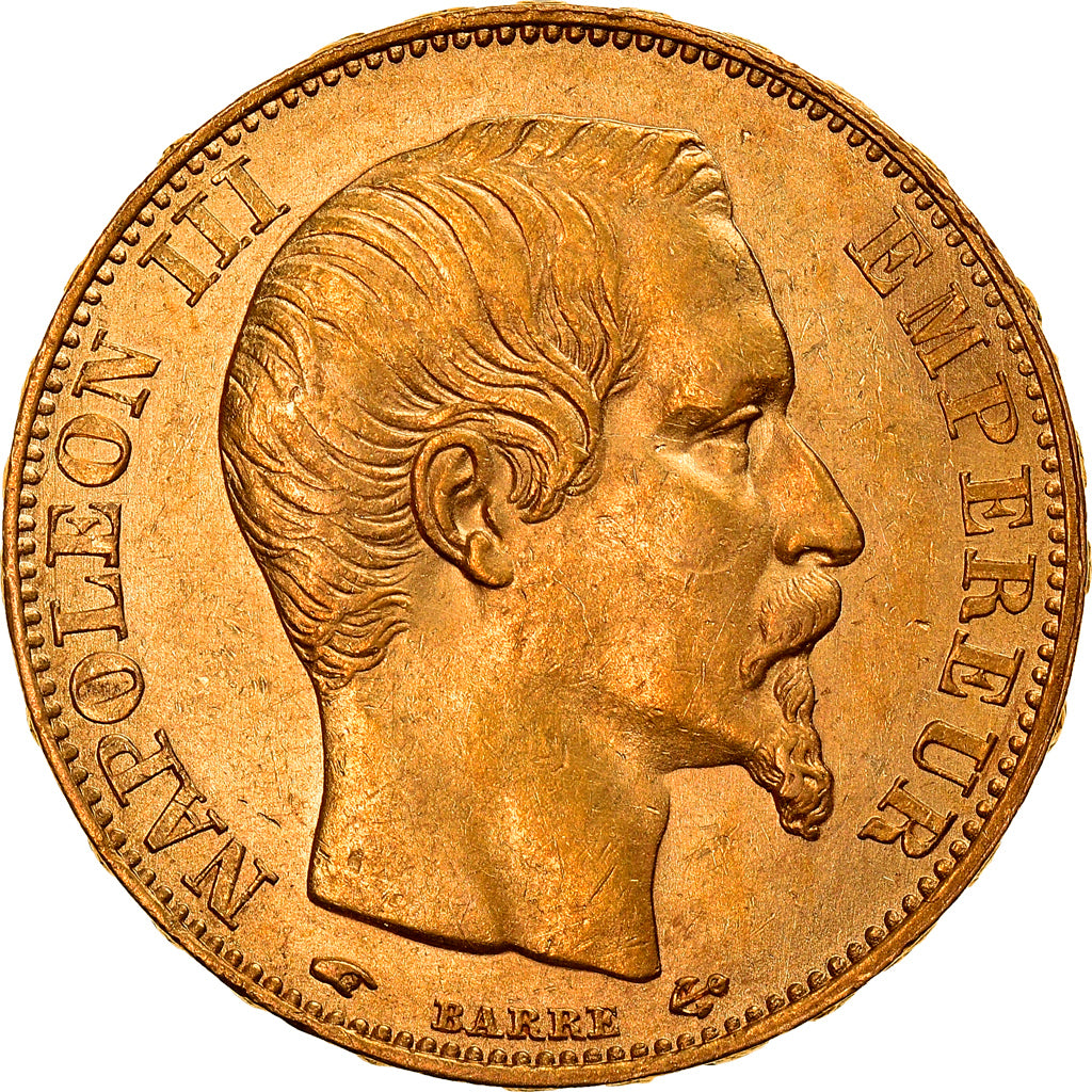 Moneta, Francja, Napoleon III, 20 Francs, 1855, Paris, AU(55-58), Złoto