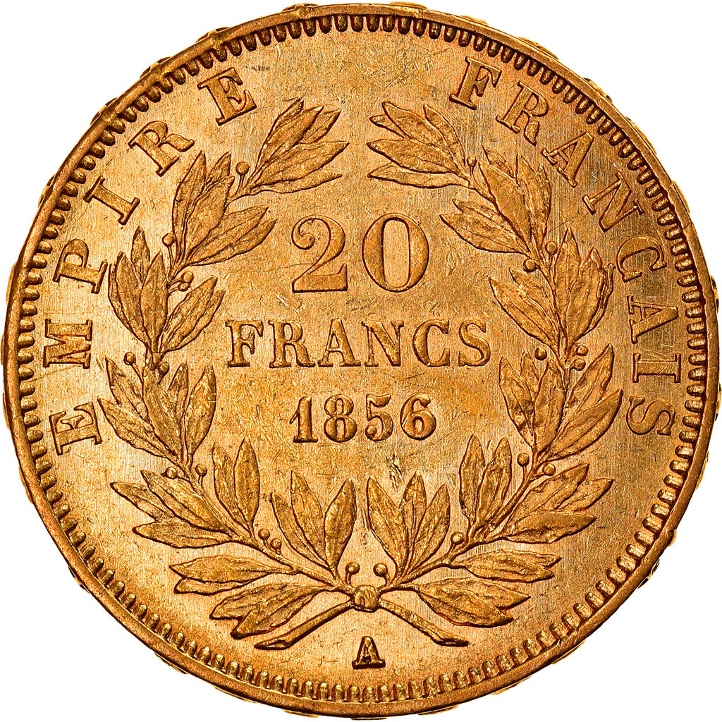 Moneda, Francia, Napoleon III, Napoléon III, 20 Francs, 1856, Paris, MBC+, Oro