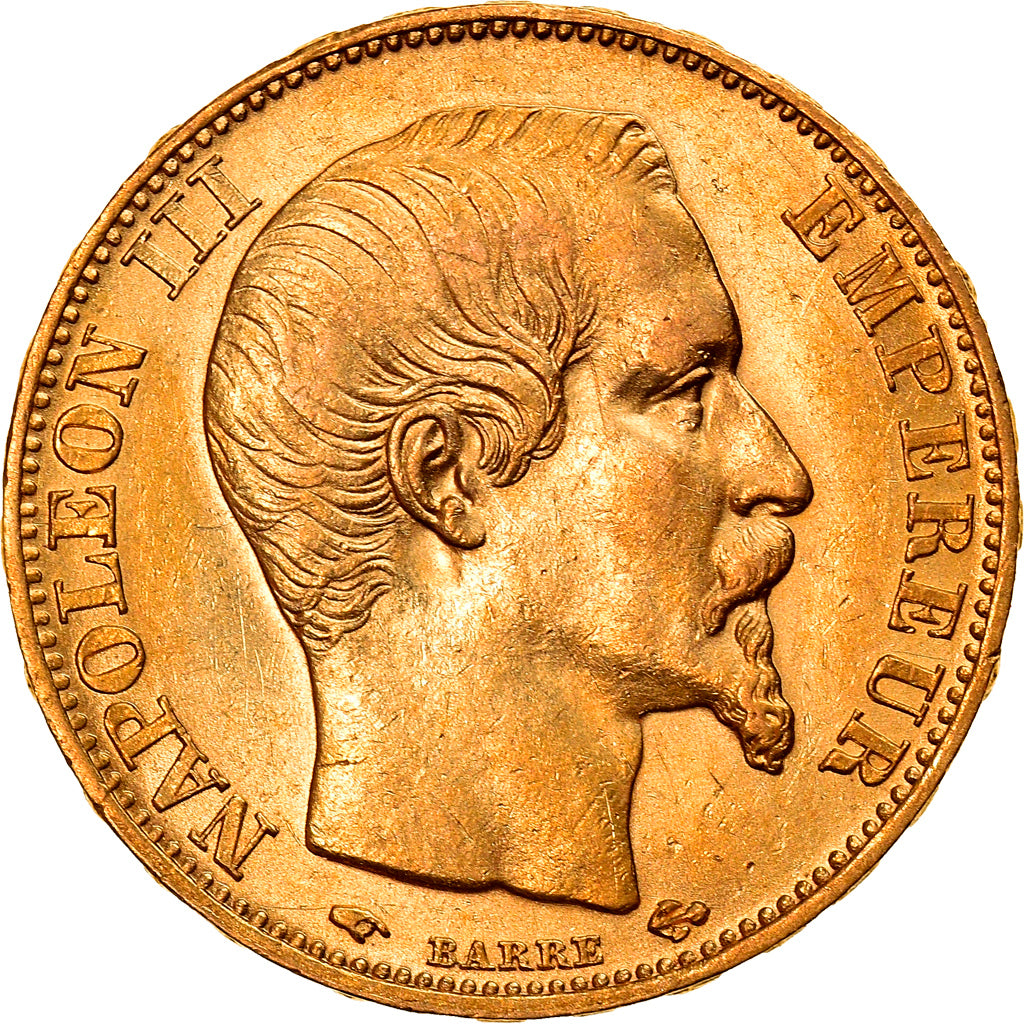 Moneta, Francia, Napoleon III, 20 Francs, 1857, Paris, SPL-, Oro, KM:781.1