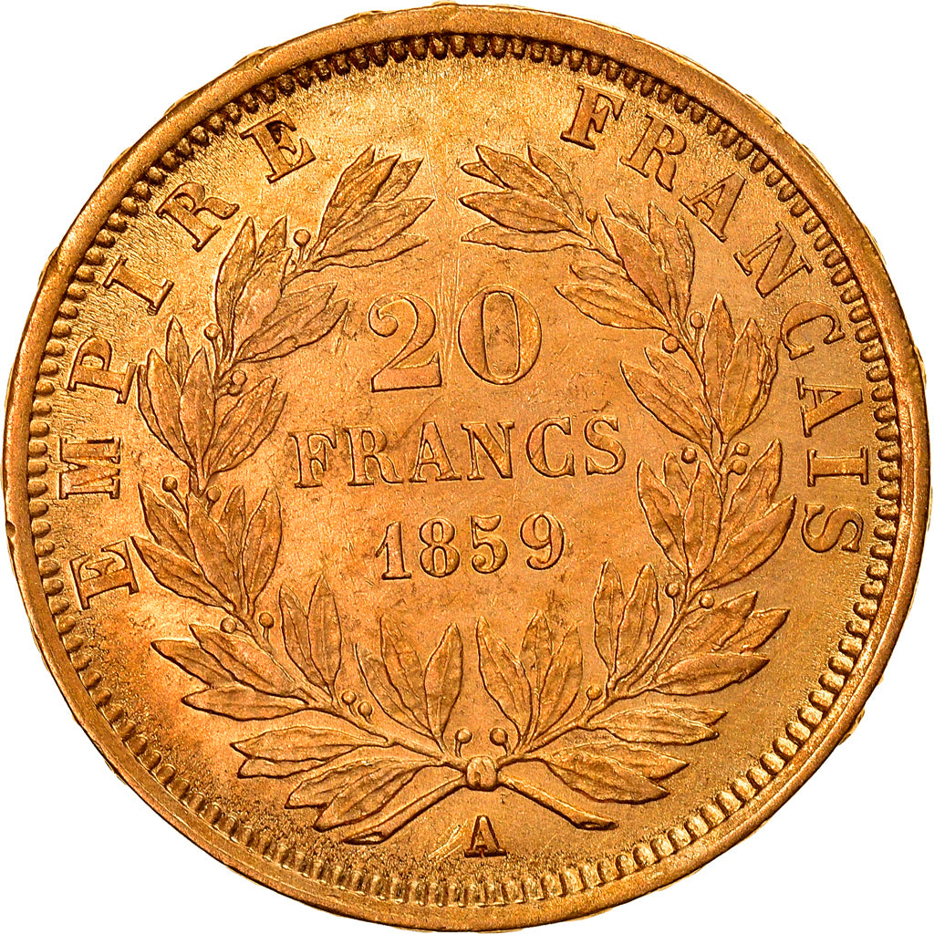 Moneda, Francia, Napoleon III, Napoléon III, 20 Francs, 1859, Paris, EBC, Oro