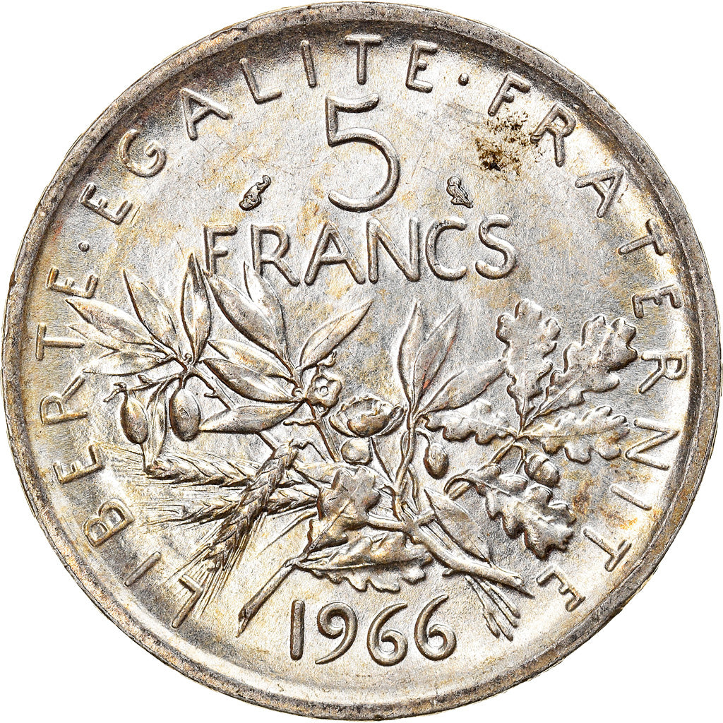 Munten, Frankrijk, Semeuse, 5 Francs, 1966, Paris, PR, Zilver, KM:926
