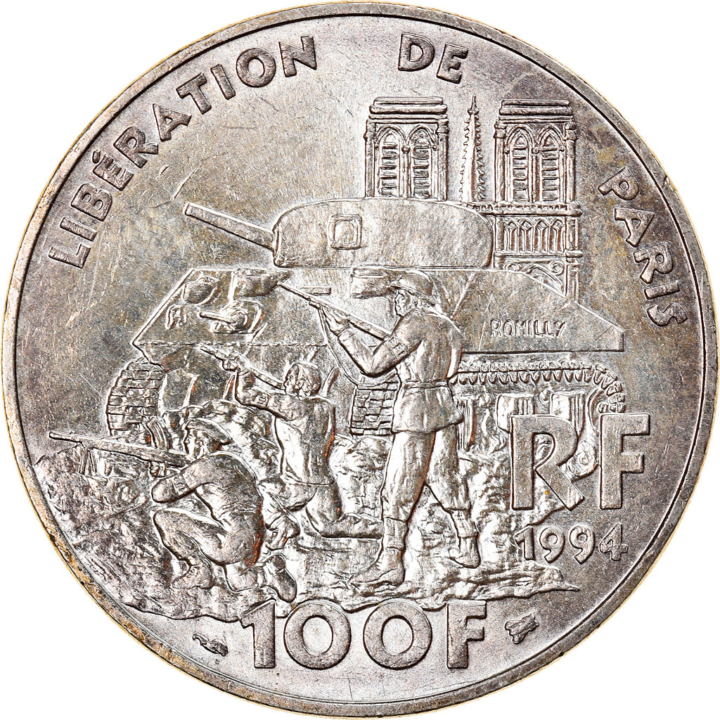 Münze, Frankreich, Libération de Paris, 100 Francs, 1994, Paris, VZ, Silber