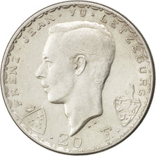 LUXEMBOURG, 20 Francs, 1946, KM #47, AU(55-58), Silver, 27, 8.54