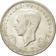LUXEMBOURG, 50 Francs, 1946, KM #48, AU(55-58), Silver, 30, 12.30