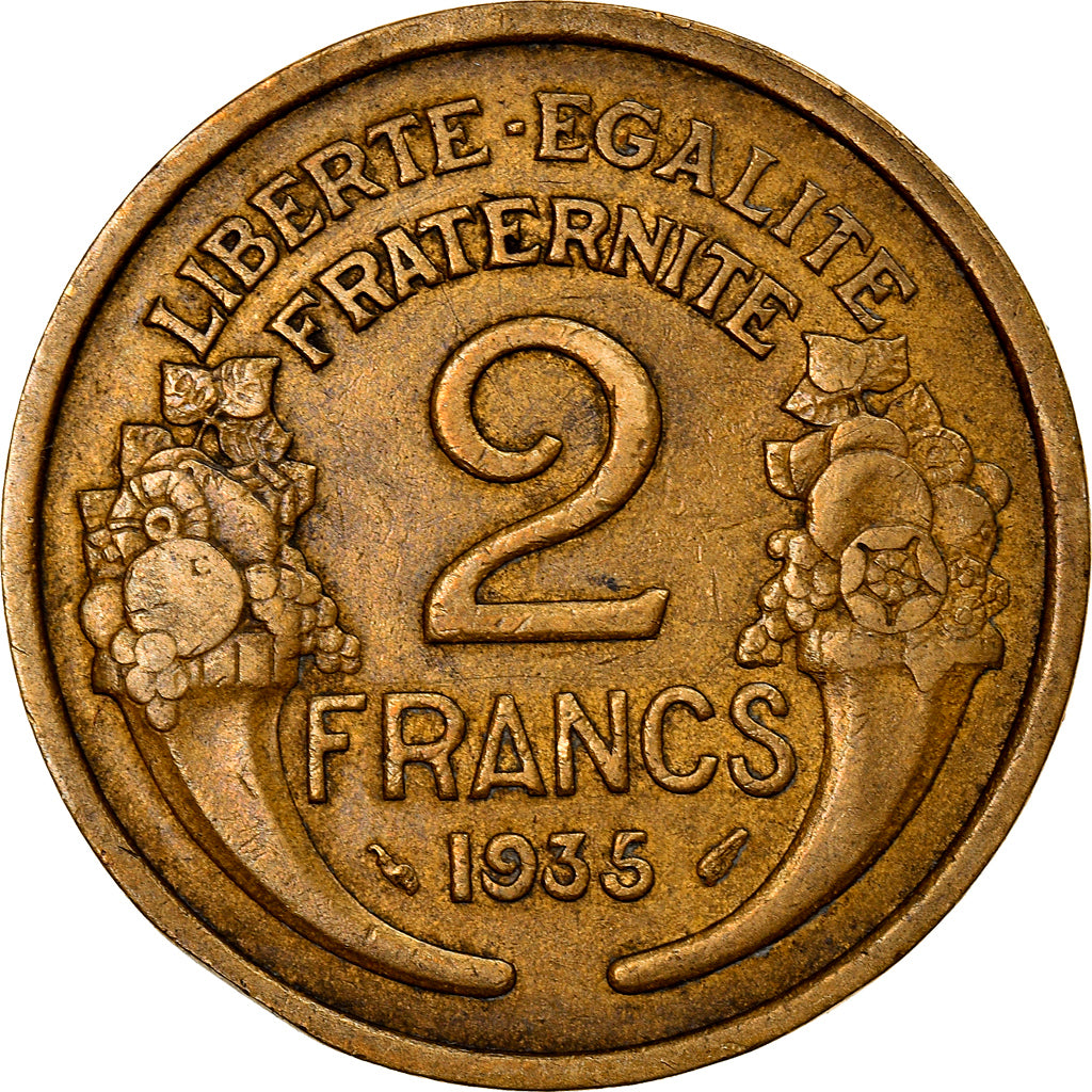 Munten, Frankrijk, Morlon, 2 Francs, 1935, ZF, Aluminum-Bronze, KM:886