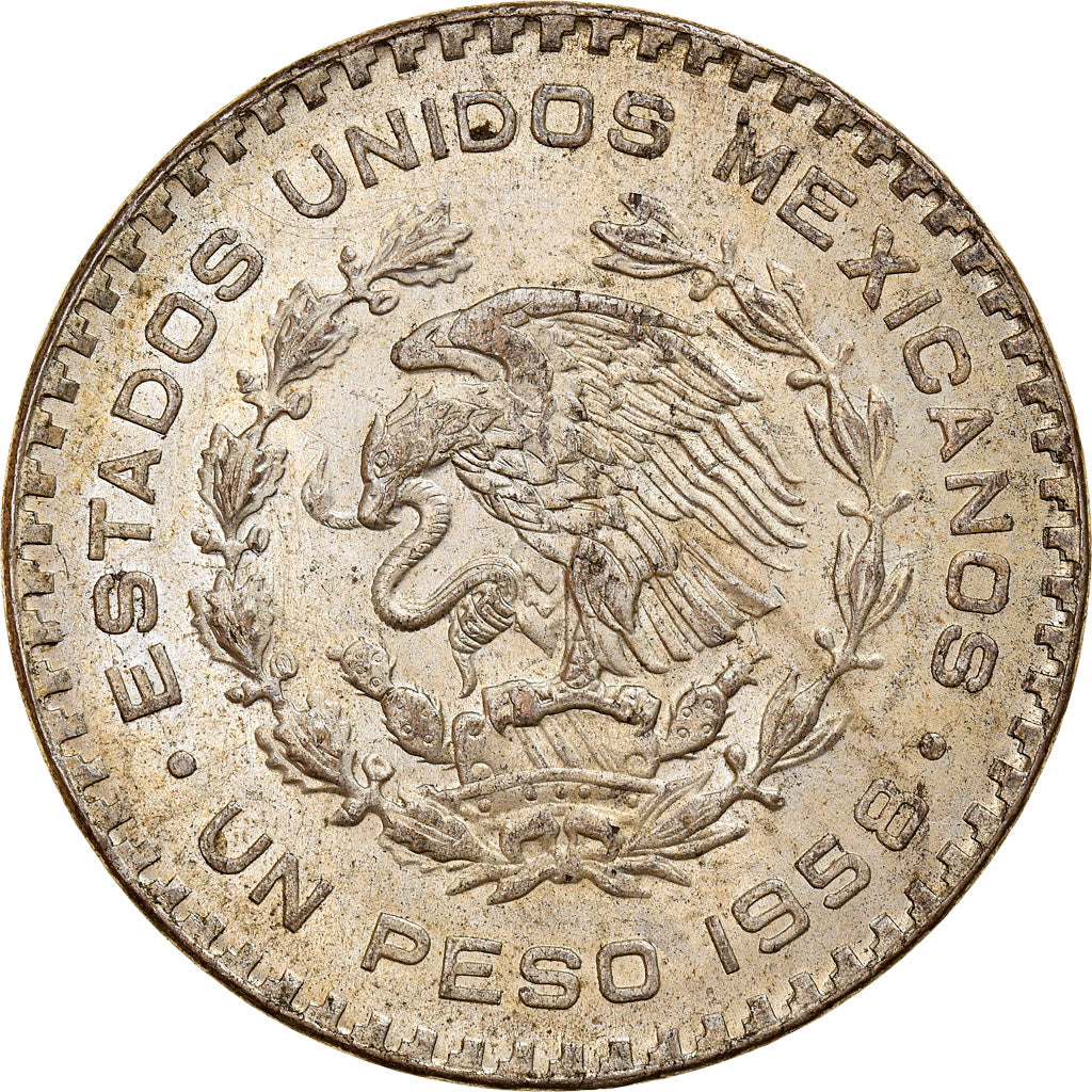 Coin, Mexico, Peso, 1958, Mexico City, AU(55-58), Silver, KM:459