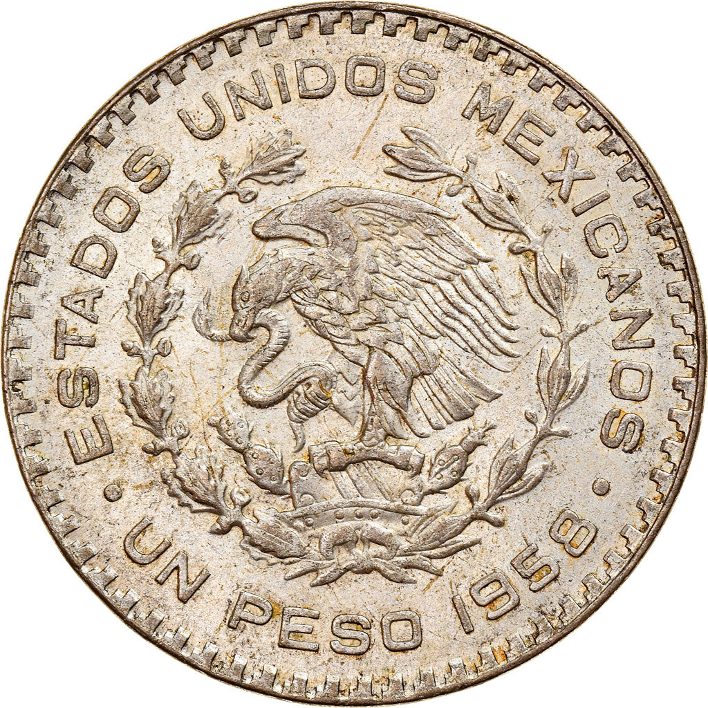 Münze, Mexiko, Peso, 1958, Mexico City, VZ, Silber, KM:459