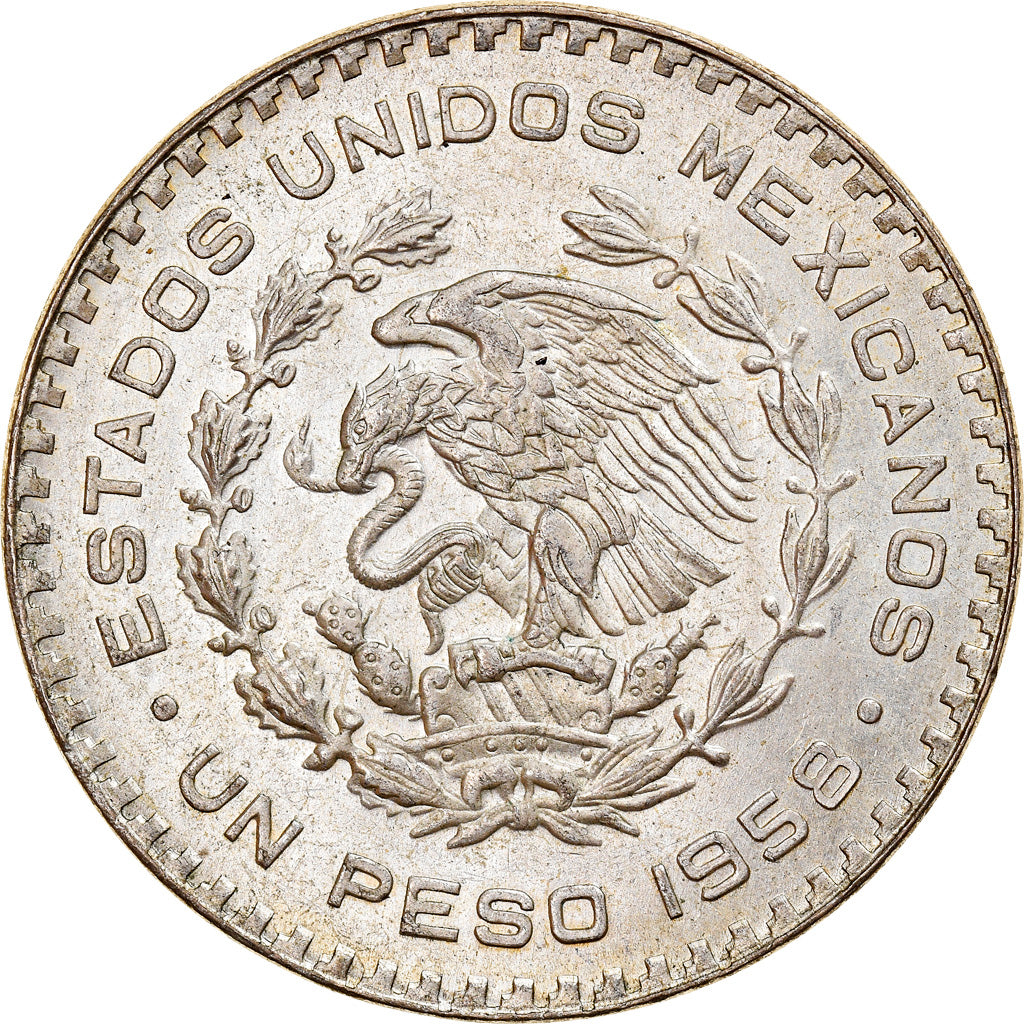Münze, Mexiko, Peso, 1958, Mexico City, VZ+, Silber, KM:459