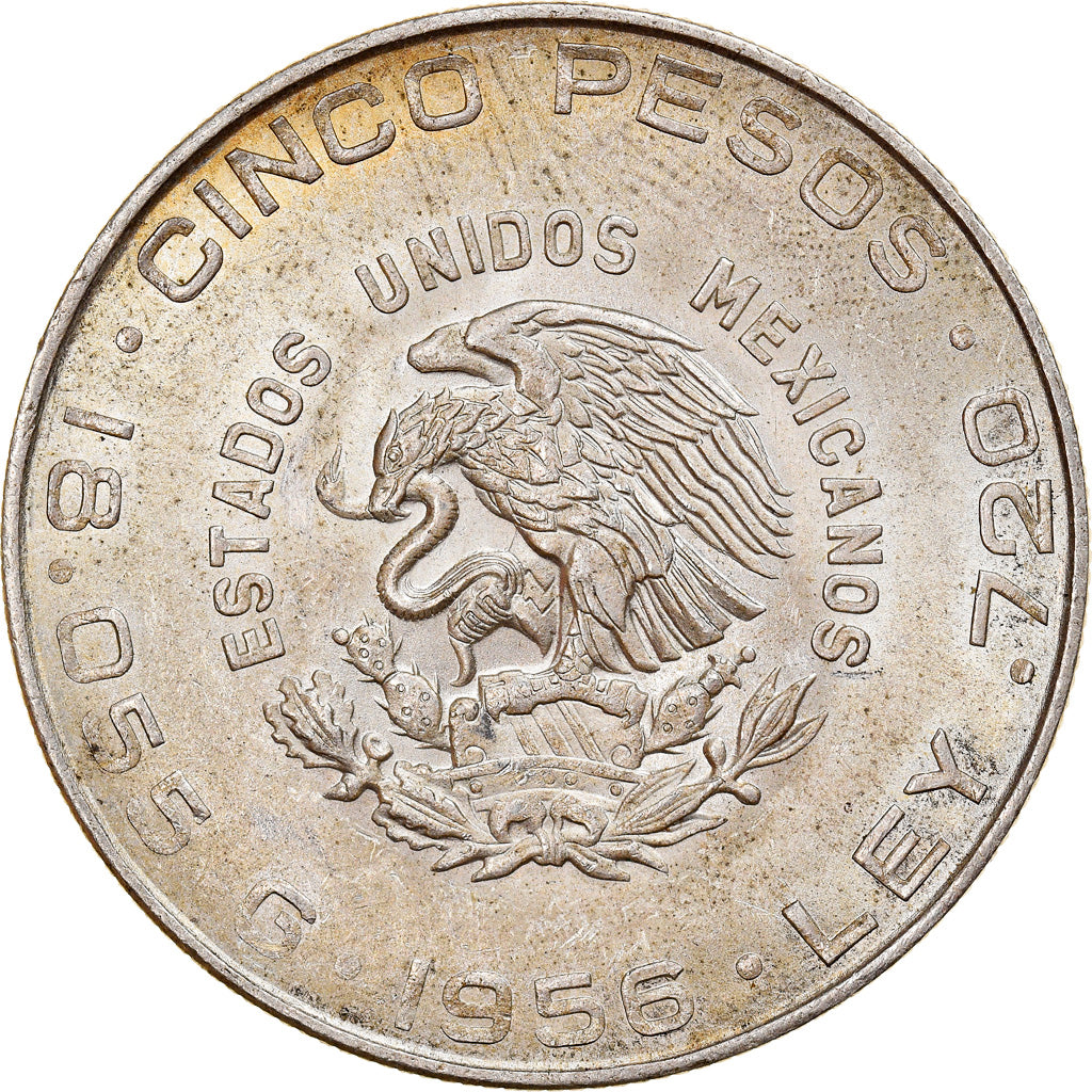 Münze, Mexiko, 5 Pesos, 1956, Mexico City, VZ, Silber, KM:469