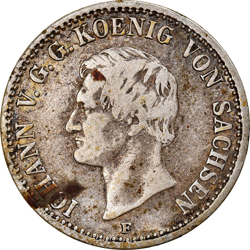 Coin, German States, SAXONY-ALBERTINE, Johann, 1/3 Thaler, 1/2 Gulden, 1859