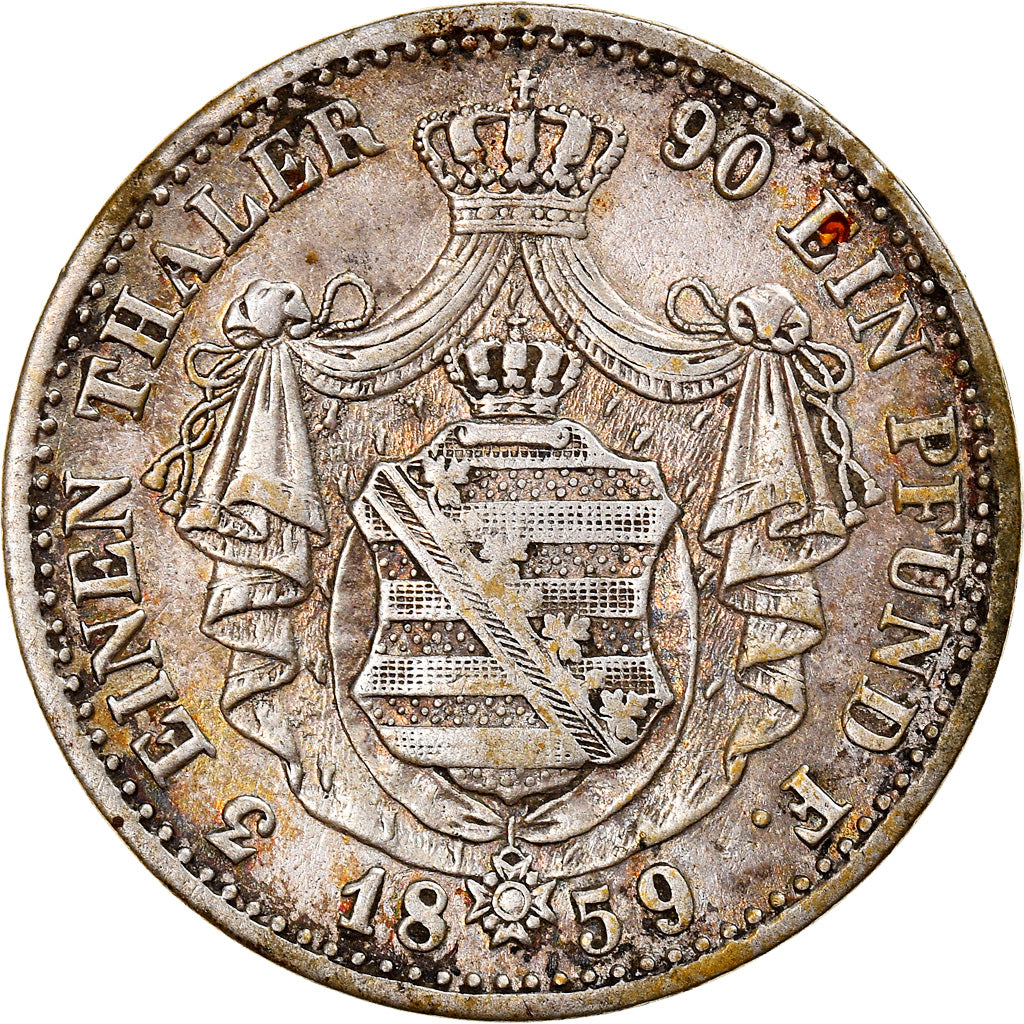 Coin, German States, SAXONY-ALBERTINE, Johann, 1/3 Thaler, 1/2 Gulden, 1859