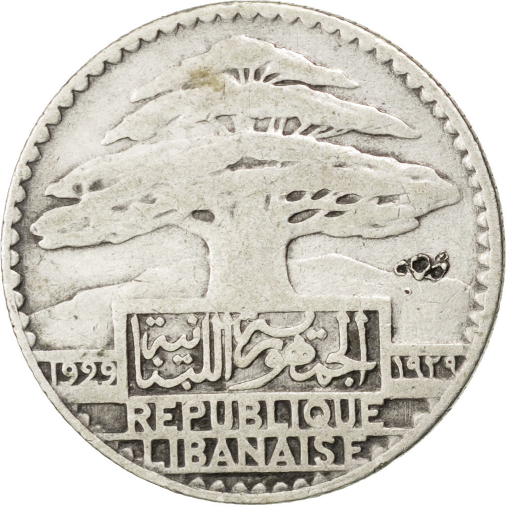 LEBANON, 10 Piastres, 1929, KM #6, VF(30-35), Silver, 1.97