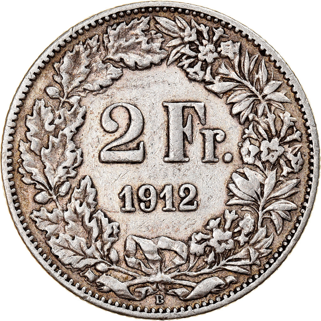 Coin, Switzerland, 2 Francs, 1912, Bern, EF(40-45), Silver, KM:21