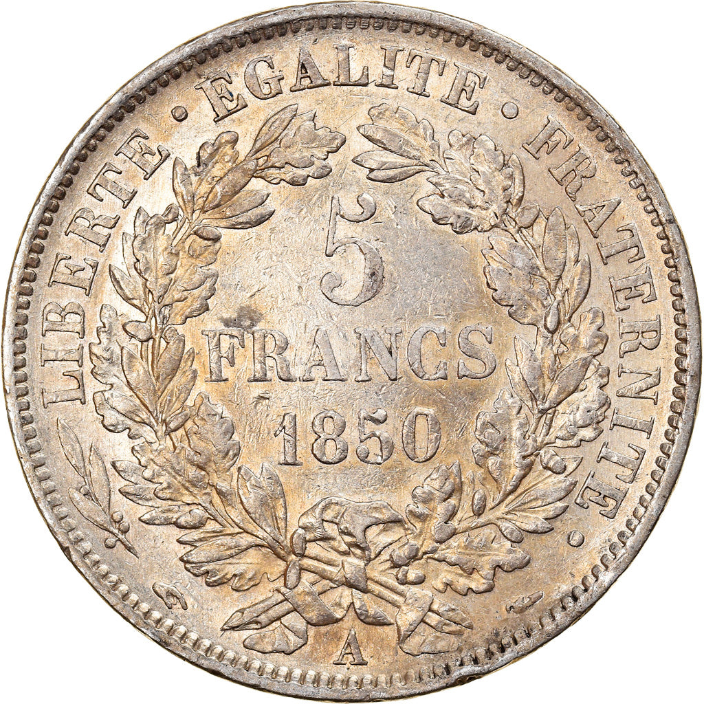 Moneta, Francia, Cérès, 5 Francs, 1850, Paris, BB, Argento, KM:761.1