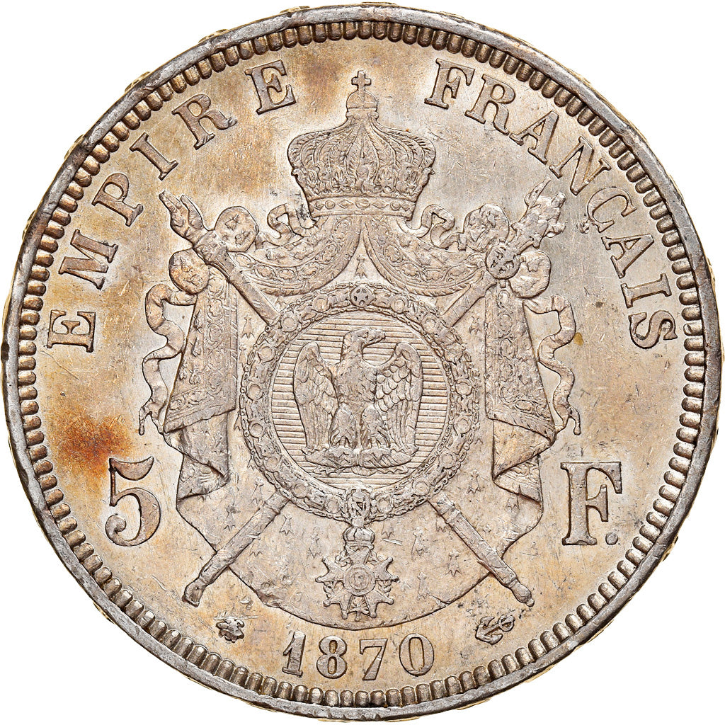 Munten, Frankrijk, Napoleon III, Napoléon III, 5 Francs, 1870, Paris, PR