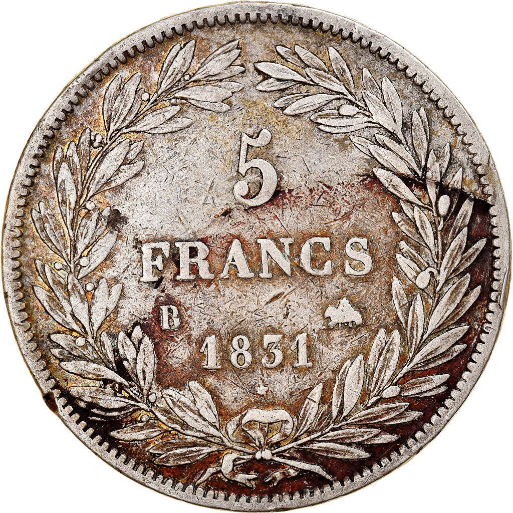 Münze, Frankreich, Louis-Philippe, 5 Francs, 1831, Rouen, S, Silber, KM:735.2